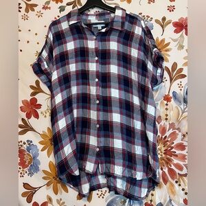 Nordstrom Rack Womens XXL Shirt Rayon Soft Button Down Short Sleeve Casual Plaid